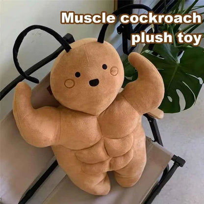 Funny Muscle Cockroach Plush Toy – Huggable Buff Roach Plush Doll