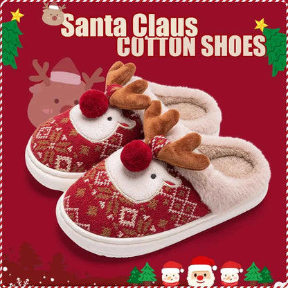 Lovely Christmas Deer Cotton Slippers - Women's Warm Non-Slip Indoor House Shoes