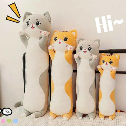 Kawaii Giant Big Face Cat Plush Pillow - Soft Stuffed Kitten Sleeping Cushion and Gift, 2 Colors and 4 Sizes