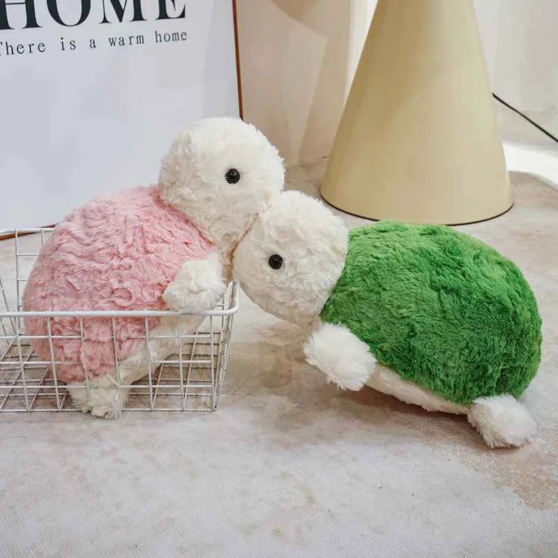 Kawaii Tortoise Plush Pillow – Soft Stuffed Sea Turtle Cushion in Green & Pink (25–60cm)