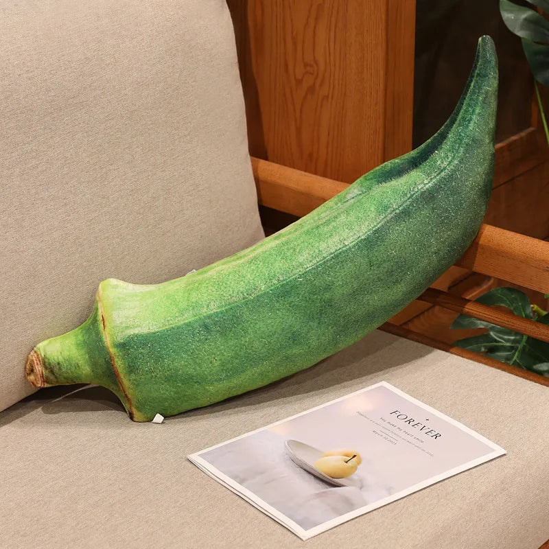 Kawaii Simulation Vegetable Plush Pillow - Funny Stuffed Corn Cucumber Okra Mushroom Sleep Cushion and Gift, 70cm Okra 70cm (27.6")