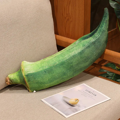 Kawaii Simulation Vegetable Plush Pillow - Funny Stuffed Corn Cucumber Okra Mushroom Sleep Cushion and Gift, 70cm Okra 70cm (27.6")