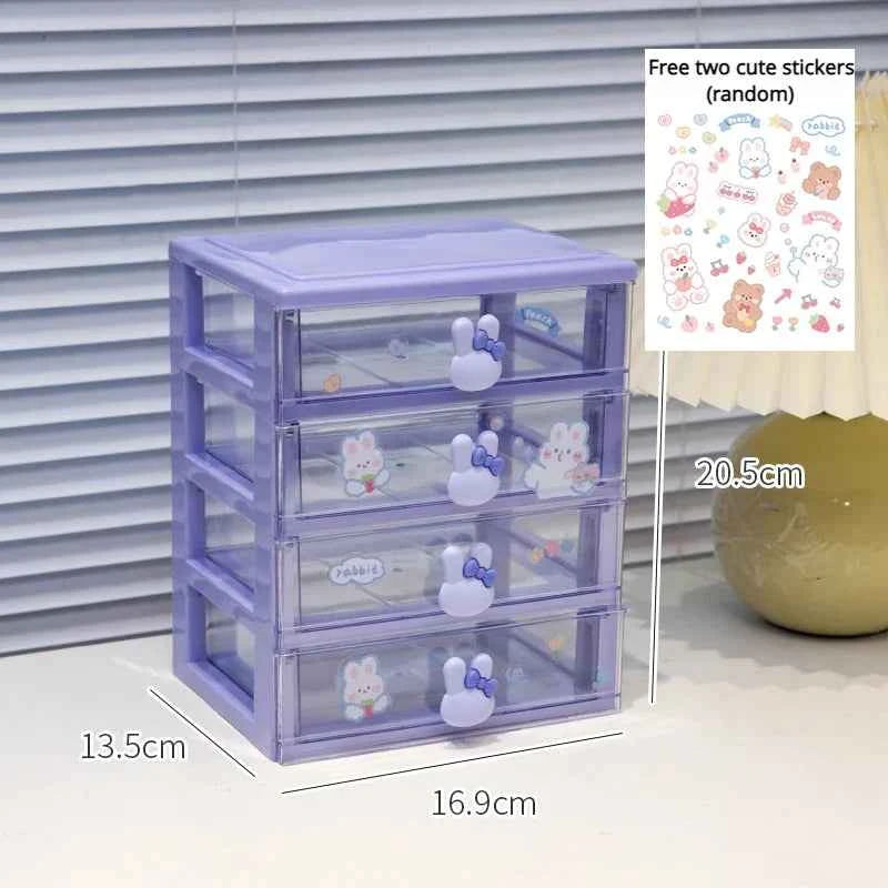 Desktop Storage Box Organizer Student Drawer Box Pen Holder Purp 4 l send sticke