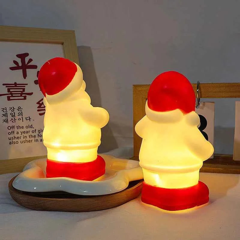 Cute LED Christmas Night Light (5.0 in) - Santa/Snowman Bedside Holiday Ornament