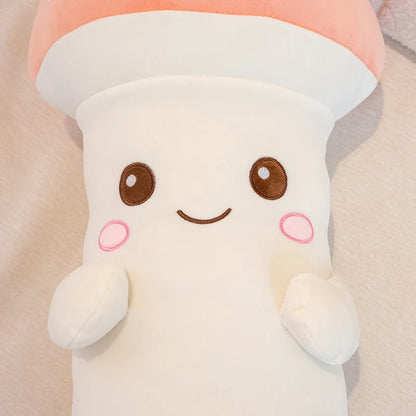 Kawaii Long Legs Sleeping Mushroom Plush Pillow – Cute Plant Hugging Cushion