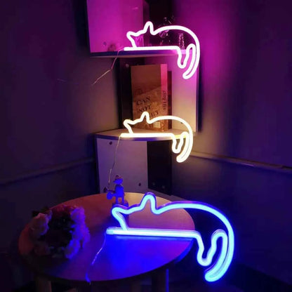 Cute Cat Neon Light Sign (9.3-10.8 in) - LED Wall Decoration for Girls Bedroom