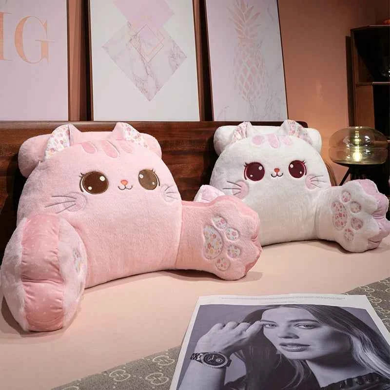 Kawaii Cat Triangle Backrest Plush Pillow - Stuffed Sofa Cushion Hug Pillow Room Decor Gift, 3 Colors and 2 Sizes