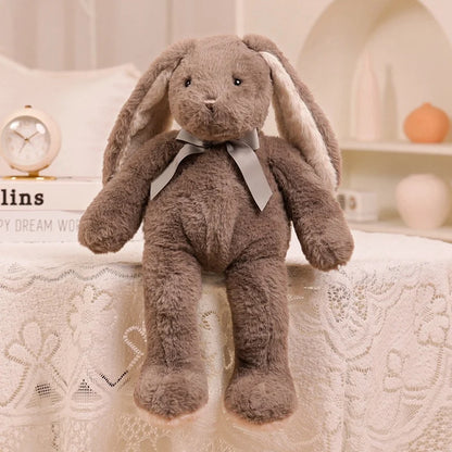 Bow Lop Ear Rabbit Plush Toys Soft Bunny Stuffed Animal Rabbit with Long Ear for Children Accompany Doll Birthday Gift brown