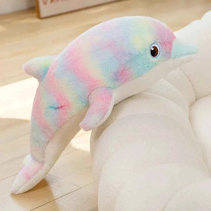 50cm/19.68in Cute Colorful Dolphin Plush Toy Soft Cartoon Model Throw Pillow Home Decoration for Boys and Girls Birthday Gifts