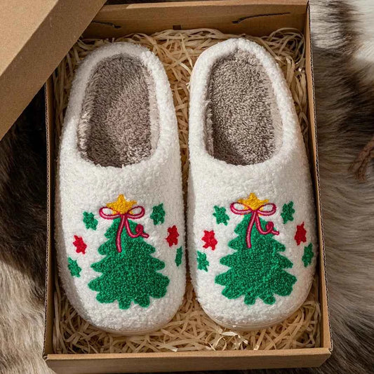 Christmas Tree Couple Slippers - Women's/Men's Soft Warm Indoor Holiday Shoes