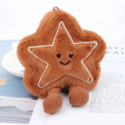 Adorable Christmas Plush Keychain (4 in) - Tree, Star, Moon & Gingerbread Doll Bag Pendant Gift