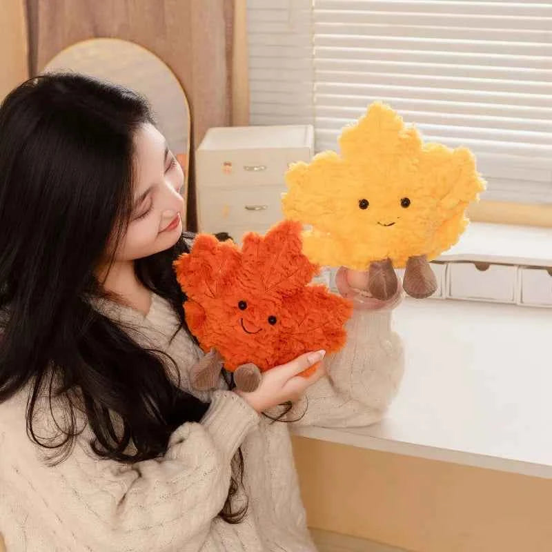 Kawaii Maple Leaf Plush Toy - Soft Stuffed Autumn Leaf Plant Doll and Home Decor Gift in 3 Colors, 22cm