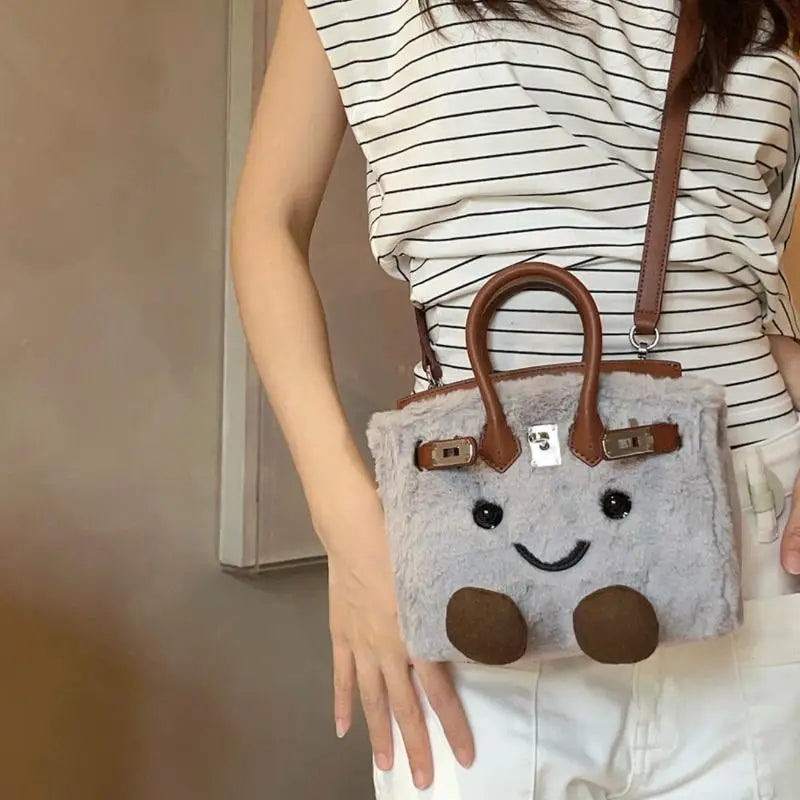 Cute Plush Doll Tote Bag – Large Capacity Kawaii Shoulder Bag A3