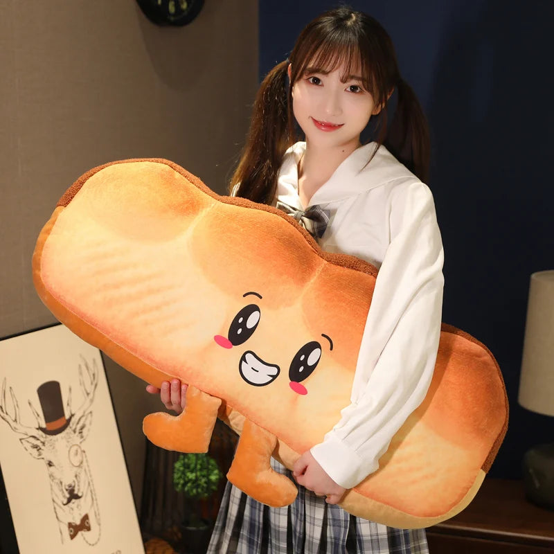 Cute Toast Bread Plush Pillow – Kawaii Soft Food Stuffed Cushion