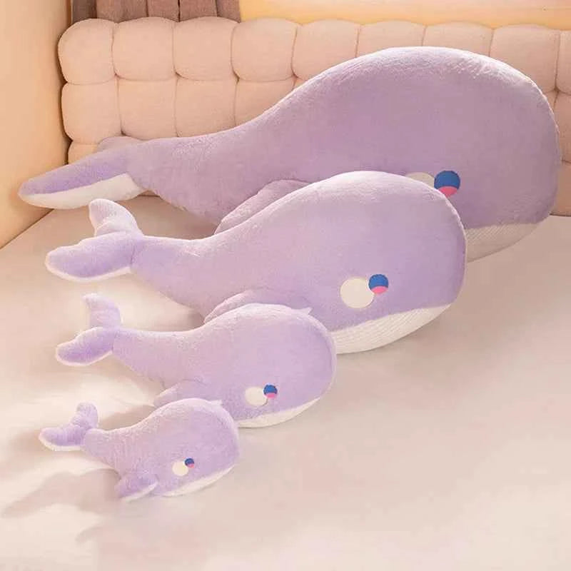 Kawaii Purple Whale Plush Toy – Super Soft Stuffed Marine Animal Pillow (40–100cm)