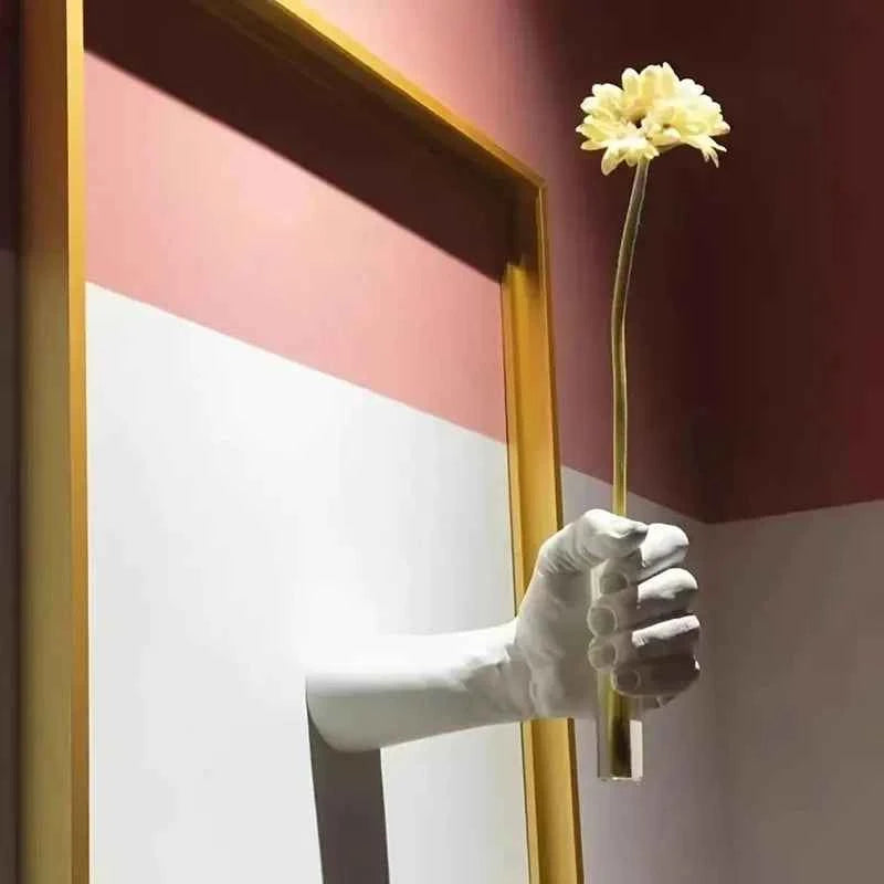 Modern Geometric Resin Wall Vase – Handmade Hanging Flower Vase for Home Decor