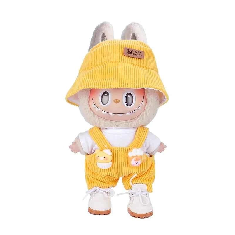 6.69inch Labubu Doll Clothes Set with 3 Stylish, Fisherman Hat Sweater Pants or Skirt for Bulabu Dolls（No doll）