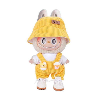 6.69inch Labubu Doll Clothes Set with 3 Stylish, Fisherman Hat Sweater Pants or Skirt for Bulabu Dolls（No doll）
