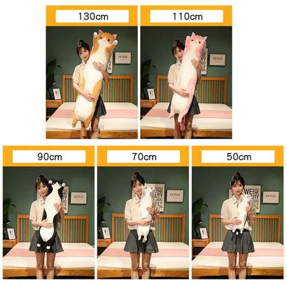 15 Styles 50-150cm Long Cat Plush Toys Stuffed Soft Pause Office Dog Doll Bed Sleepping Pillow Home Decor Birthday Girls Gifts