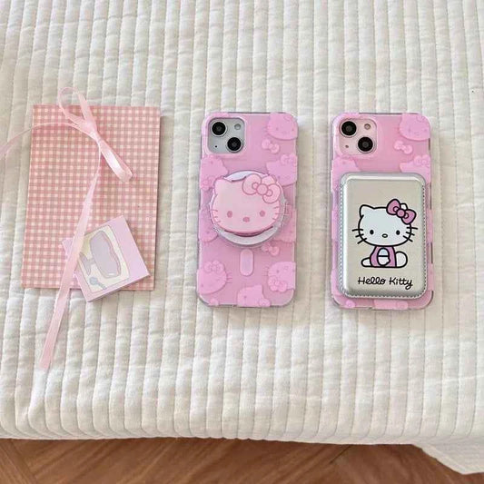 Cute Sanrio Hello Kitty Magnetic Wallet Magsafe Phone Case - Wireless Charge Cover