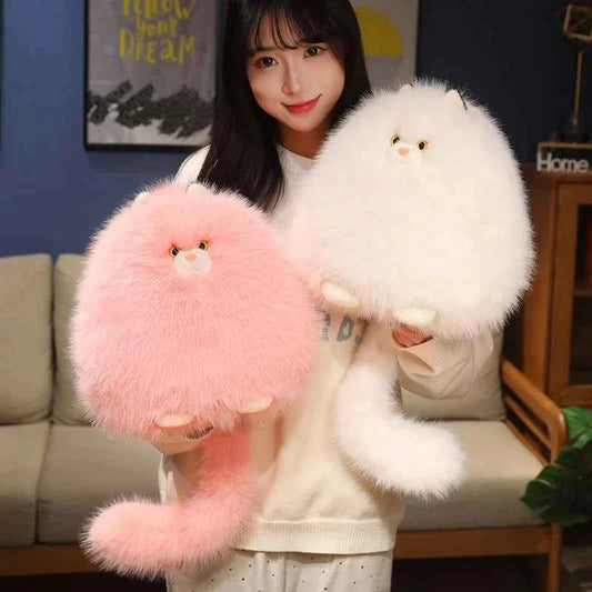 Fluffy Cat Plush Toy – Soft Stuffed Cat Pillow