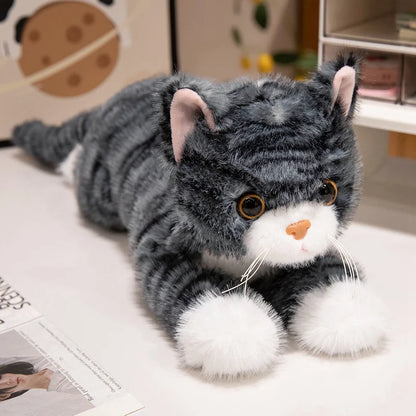 Lifelike Cat Plush Toy – Premium Fluffy Kitten Stuffed Animal (8 Styles) Grey