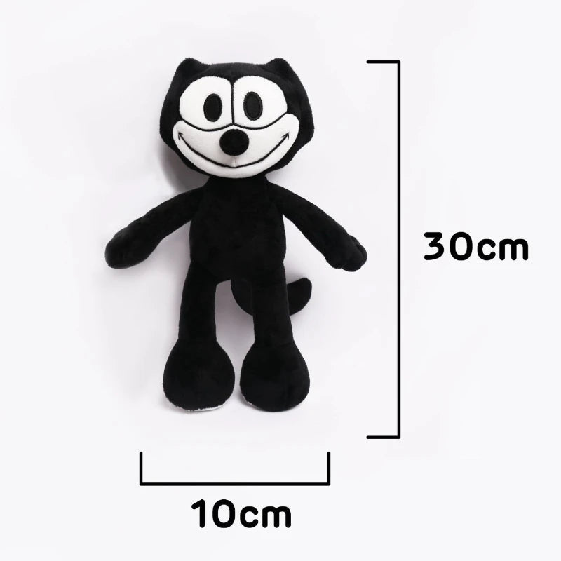 Kawaii Retro Black Cat Plush Toy – Soft Cartoon Cat Sofa Cushion & Office Pillow Doll (30 & 45cm)