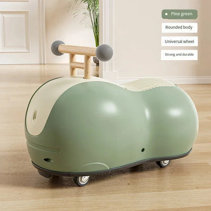 Kawaii Peanut Twist Car – Kids Baby Walker Sensory Ride-On Roller Toy in 3 Colors Green