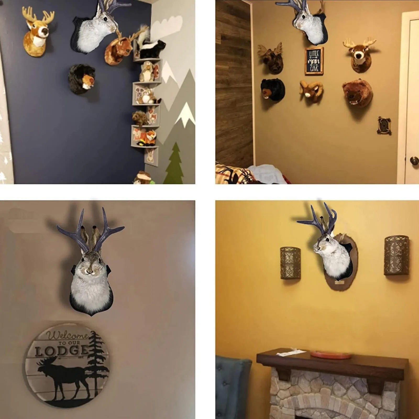 Faux Taxidermy Bunny Head Wall Mount – Resin Rabbit Jackalope Wall Decor