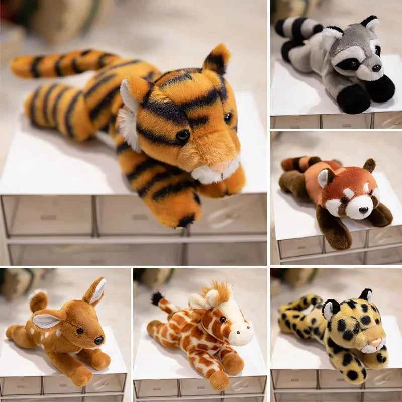 12 Types Plush Animal Toys Realistic Stuffed Tige Lion Giraffe Elephant Panda Soft Simulation Plushie Birthday Gift for Kids