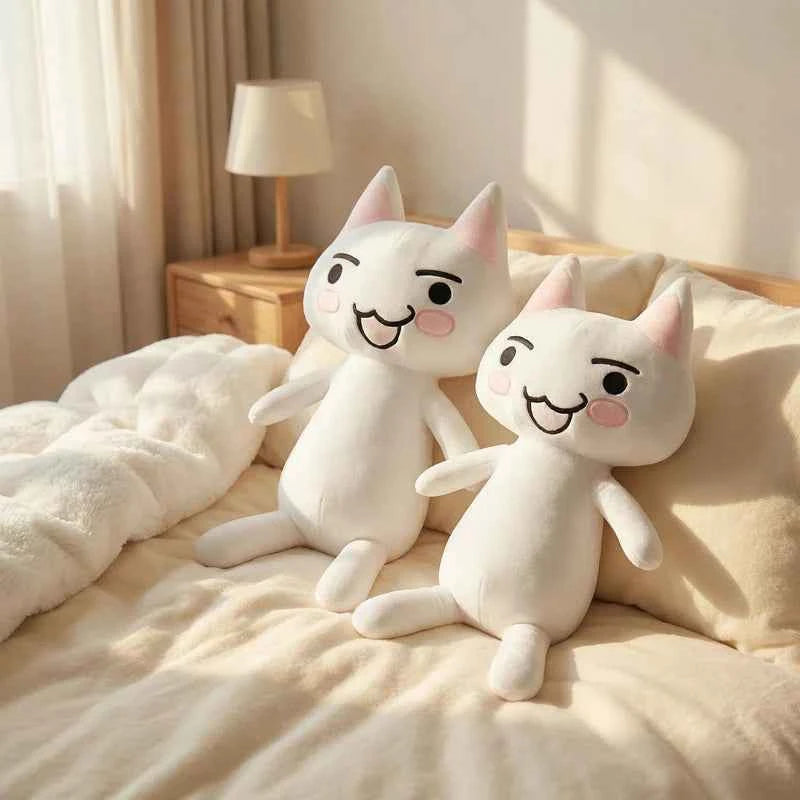 Oversized White Cat Plush Stuffed Animal – Giant Soft Kitten Hug Pillow Toy