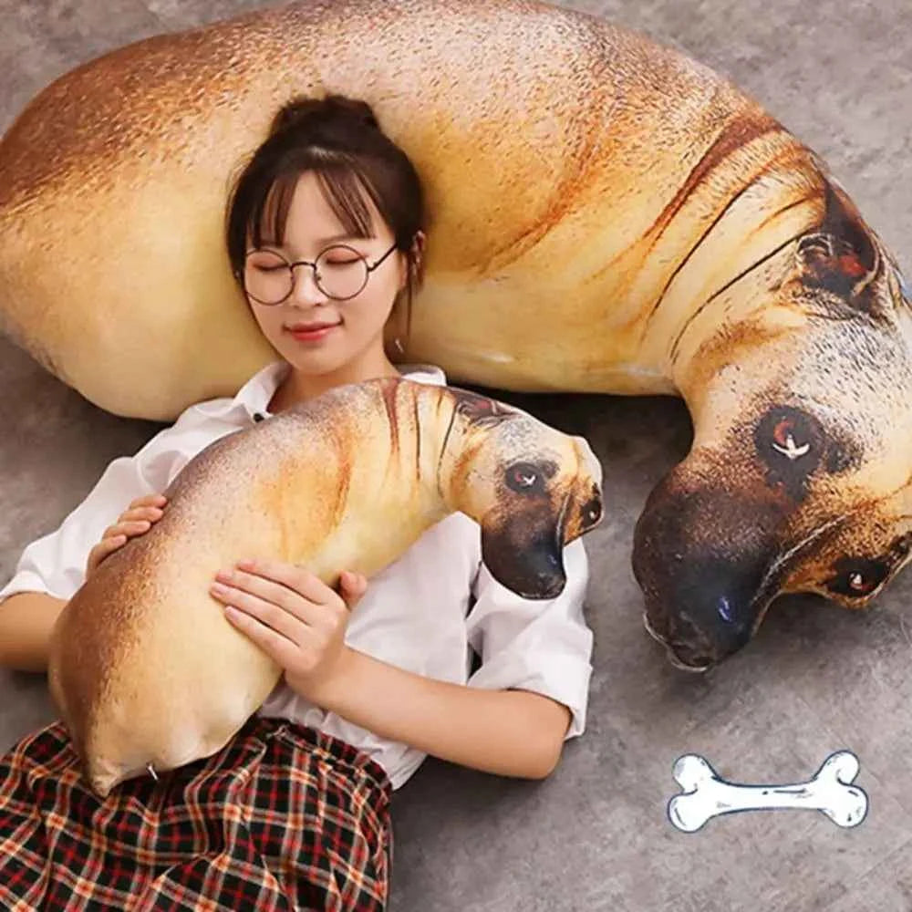 3D Lifelike Dog Throw Pillow – Funny Cute Dog Head Printed Cushion for Home