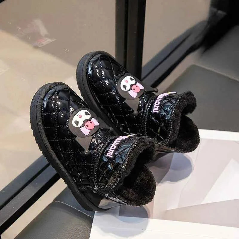 Kids'Casual Shoes Boots Cartoon PU Leather Winter Outdoor Sports Shoes For Girls Keep Warm Anti-slip Black Pink Size 26-37