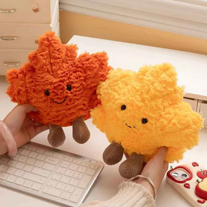 Kawaii Maple Leaf Plush Toy - Soft Stuffed Autumn Leaf Plant Doll and Home Decor Gift in 3 Colors, 22cm