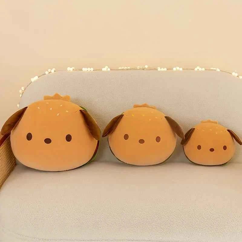 Kawaii Burger Dog Plush Pillow - Soft Cheeseburger Shaped Stuffed Toy Cushion and Prank Gift, 25cm and 30cm
