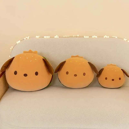 Kawaii Burger Dog Plush Pillow - Soft Cheeseburger Shaped Stuffed Toy Cushion and Prank Gift, 25cm and 30cm