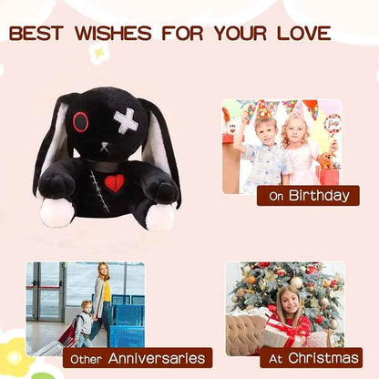 23cm Spooky Gothic Bunny Plush Toy Creepy Rabbit Plushie Stuffed Animal Toys Cute Horror Doll for Birthday Gift Halloween Decor