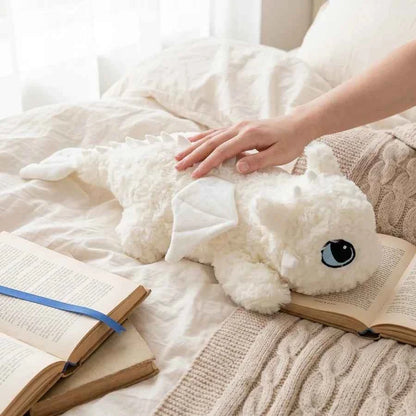 Cute White Dragon Plush Body Pillow – Soft Cartoon Dragon Cushion White