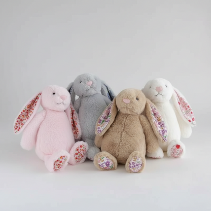 Soft Floral Ears Bonnie Rabbit Plush Toy - Cute Bunny Stuffed Doll for Kids Birthday Gift 4 pcs 11.8 inches (30cm)