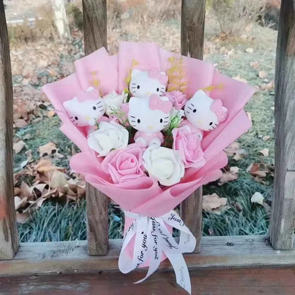 Kawaii Sanrio Plush Bouquet (11.8 in) - Hello Kitty/Kuromi/My Melody/Cinnamoroll Gift