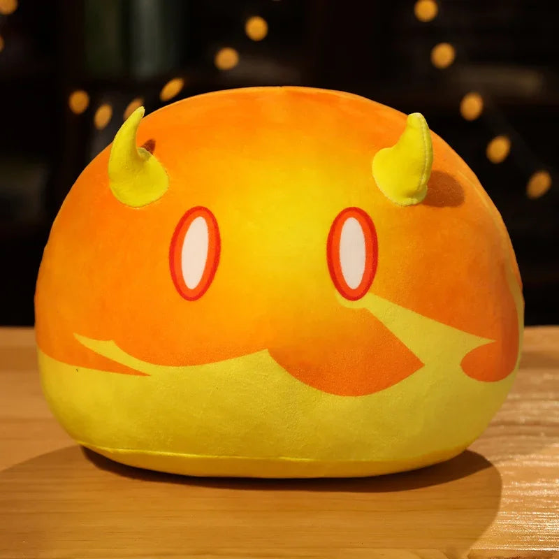 Genshin Impact Elemental Slime Plush Pillow - Soft Stuffed Cushion Collectible Gift, 7 Elements and 2 Sizes Fire
