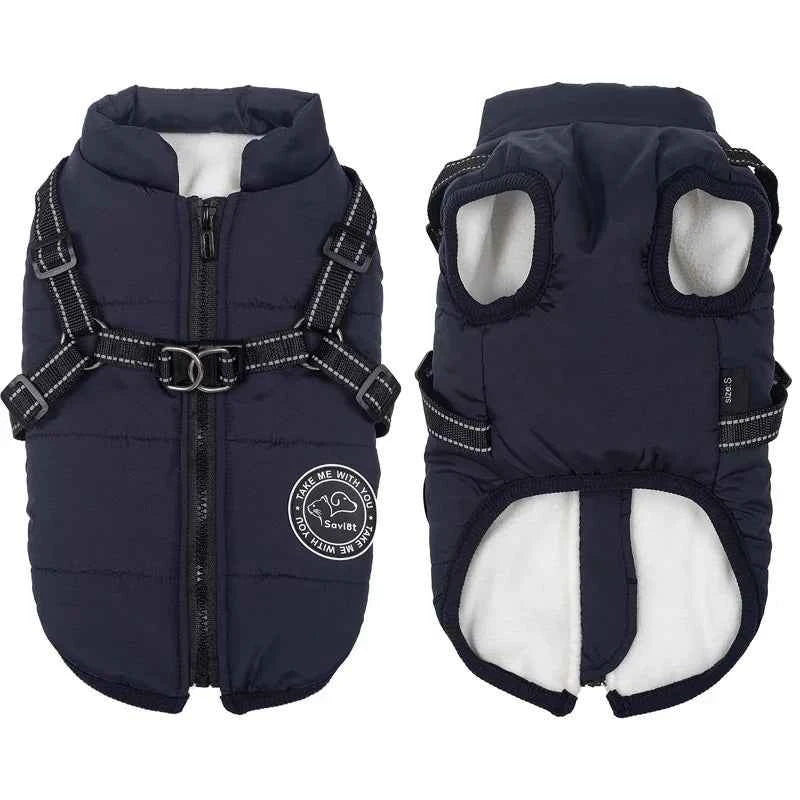 Waterproof Winter Dog Jacket & Fleece Vest with Built-in Harness - for Small to Large Dogs