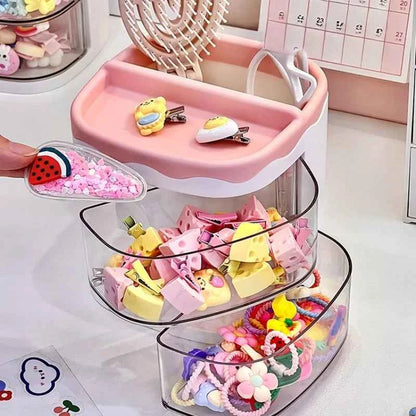 2 Layers Cute Children's Hair Accessories Storage Box Hair