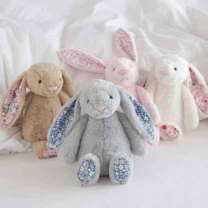 Bonnie Rabbit Plush Toys Soft Floral Ears Bunny Stuffed Dolls Cartoon Plushies Cute Kid Birthday Gifts Home Decor