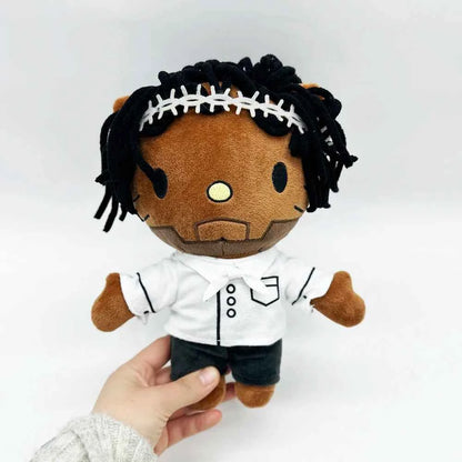 2025 New Hello Kitty Kendrick Lamar Wear White Clothes Boy Plush Doll Figure Stuffed Toy Cute Boys Girls Birthday Gift