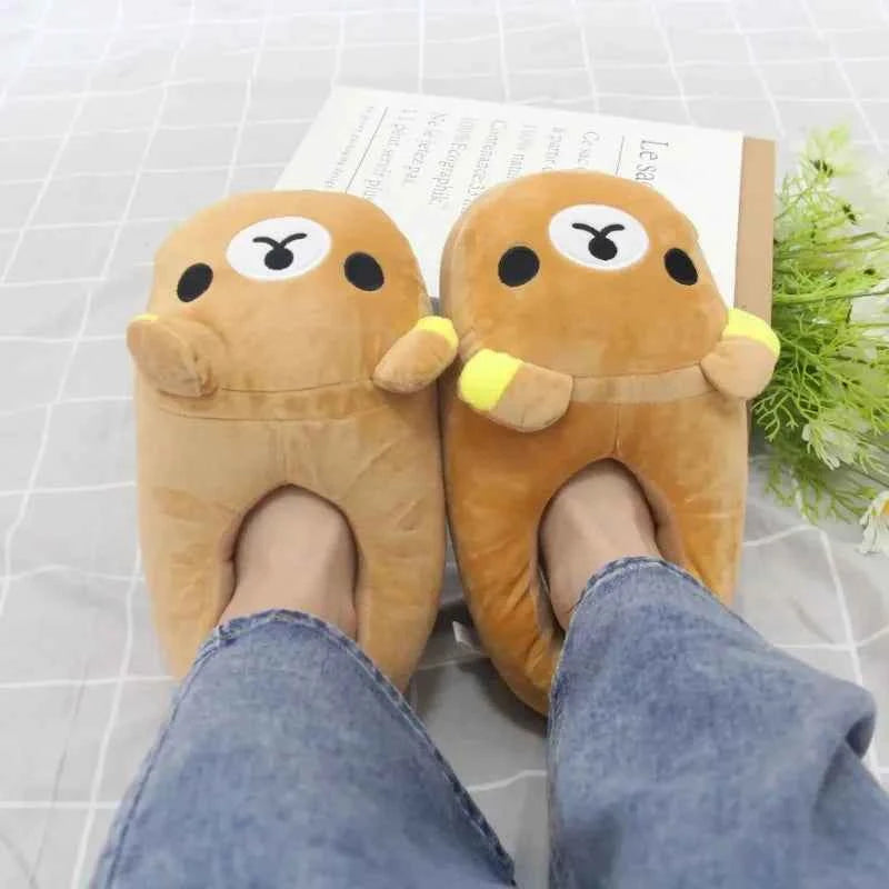 Luxury Winter Cute Bear Cotton Slippers - Couple Home Indoor Warm Flat Slides