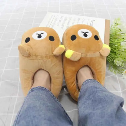 Luxury Winter Cute Bear Cotton Slippers - Couple Home Indoor Warm Flat Slides