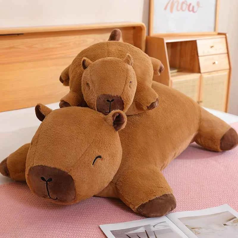 Giant Kawaii Capybara Plush Floor Mat – Soft Capybara Plush Rug & Hug Pillow