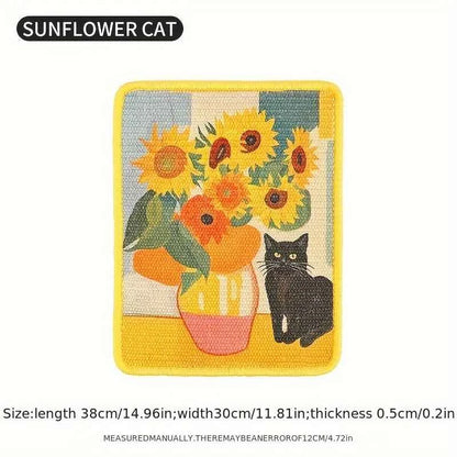 Durable Wall-Mounted Cat Scratching Post & Mat - Stitched Sunflower-1PCS