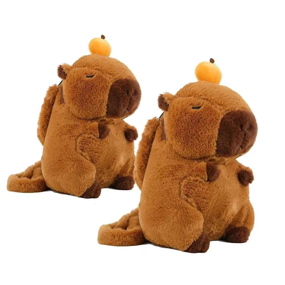 Kawaii Capybara Plush Backpack (12.6 x 7.9 in) - Cute Fur Shoulder Bag & Mini Knapsack Gift